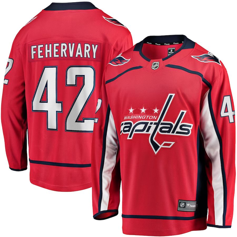 Men Washington Capitals #42 Martin Fehervary Fanatics Branded Red Home Breakaway Player NHL Jersey->washington capitals->NHL Jersey